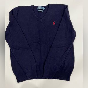 Ralph Lauren Men's V-Neck Sweater in Navy Lambswool